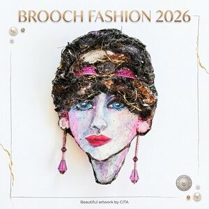 Artistic 3D Portrait Brooch - Pink and Black Accents